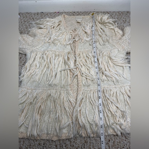 Chico's Cream Fringe Kyleigh Cardigan Sweater size 1 or 8 - Picture 6 of 8